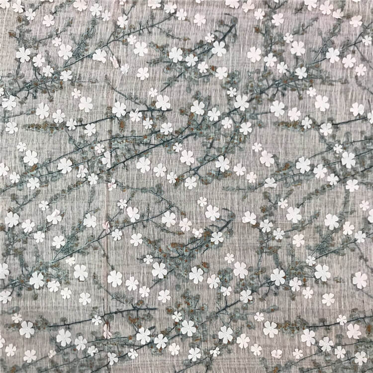Embroidered Fabric Dress Plum Blossom Polyester Printed for Women's We 5